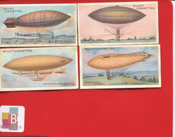 WILLS Cigarettes 4 Chromos Aerostat Dirigeables Ville De Paris Capazza - Wills