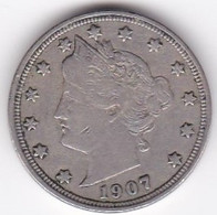 Etats-Unis . Five Cent 1907 . Liberty, En Nickel - 1883-1913: Liberty (Libertà)