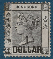 HONG KONG Victoria N°61* 1 Dollar Sur 96 Cents Gris Noir TTB Signé DR  KMOPKE - Used Stamps