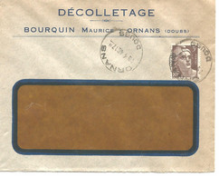 France Enveloppe Publicitaire Décolletage  Bourquin  ORNANS (25 Doubs) - Other & Unclassified