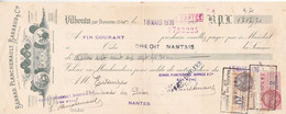 Delcampe - Lettre De Change Laiterie Beurre Bénard Planchenault Barraud à Vilhouin Fiscal 70-2fr 1936 Estampa Ainé Nantes - Wechsel