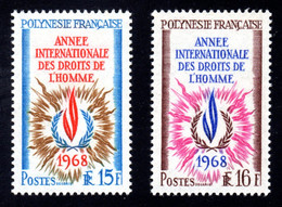 POLYNESIE 1968 - Yvert N° 62/63 - Neufs ** / MNH - 2 Valeurs, Année Internationale Des Droits De L'Homme - Neufs