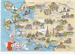 Belle Cpsm Dentelée Grand Format. Carte Géographique De Vendée - Landkaarten