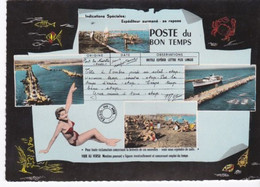 Belle Cpsm Dentelée Grand Format. Carte Fantaisie, Télégramme, Pin Up, Port La Nouvelle. - Postal Services