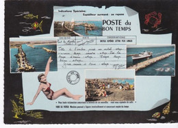 Belle Cpsm Dentelée Grand Format. Carte Fantaisie, Télégramme, Pin Up, Port La Nouvelle. - Poste & Facteurs