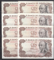 8 BILLETES DE 100 PESETAS DE 1970 - MANUEL DE FALLA - VARIADOS ALGUNO SIN CIRCULAR - 100 Peseten