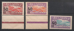 REUNION - 1933 - N°Yv. 123 - 123A Bord De Feuille - 124 - Série Complète - Neuf Luxe ** / MNH / Postfrisch - Ongebruikt