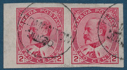 CANADA 1903 N°79 Paire Non Dentelé Oblitéré Dateur D'EDMONTON TTB - Gebraucht