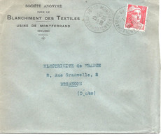 France Enveloppe Publicitaire   Blanchiment Des Textiles  Usine De Monferrand (25 Doubs) - Otros & Sin Clasificación