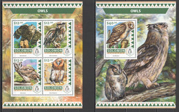 LS591 2016 SOLOMON ISLANDS FAUNA BIRDS OWLS MICHEL #4155-59 1KB+1BL MNH - Gufi E Civette