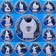 CONGO 12X10 F 2010 FROOF SILVER PLATED SERIE WARRIORS OF THE WORLD NINJA GLADIATOR ARCHER MINTAGE 1000 PCS WEIGHT 29,2g - Congo (Democratic Republic 1998)