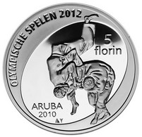 Aruba - 5 Florin, 2010 XXX Summer Olympic Games, London 2012, Silver Proof - Sonstige – Amerika