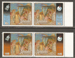 Aitutaki 1985 Mi# 570-573 ** MNH - 2 Pairs - Christmas / Return Of Halley's Comet / Space - Océanie