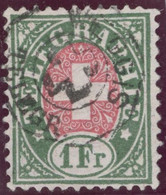 Heimat LU Weggis ~1885  Telegraphen-Stempel Auf 1.- Fr. Telegraphen-Marke Zu#17 - Télégraphe