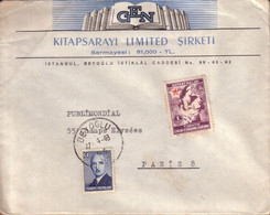 TURQUIE - LETTRE DE KITAPSARAYI LIMITED SIRKETI A BEYOGLU POUR PARIS - 1948 - Storia Postale