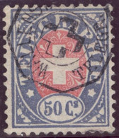 Heimat SG WALLENSTADT ~1885  Telegraphen-Stempel Auf 50 Rp. Telegraphen-Marke Zu#16 - Telegrafo