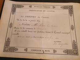 VIEUX PAPIERS - Document De Nomination De Maire Pour La Commune De Virargues En 1874 - Réf VP 29 - Verzamelingen