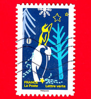 FRANCIA - Usato - 2021 - Natale - Festeggiamo - Animali Stilizzati - Pinguino Nella Foresta D'inverno - Lettre Verte - N - Oblitérés