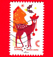 FRANCIA - Usato - 2021 - Natale - Festeggiamo - Animali Stilizzati - Cervi Nella Foresta D'inverno - Lettre Verte - No V - Gebruikt