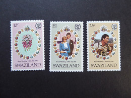 SWAZILAND SG 376-78 1981 Royal Wedding Charles/Diana MNH - Swaziland (1968-...)