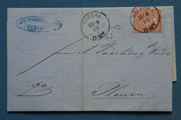 AP15  CONF. ALLEMAGNE DU NORD BELLE LETTRE  1869 WERDAU POUR PLAUEN ++ AFFRANCH. PLAISANT - Storia Postale