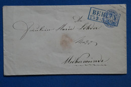 AP15   ALLEMAGNE  PRUSSE  BELLE LETTRE  1868 BERLIN  POUR UKHERMUNDE   ++ AFFRANCH. BLEU  PLAISANT - Lettres & Documents