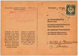 Protektorat Böhmen & Mähren - Dienstpostkarte Der Meldebehörden. Belegdatum: 10.11.1943. - Covers & Documents
