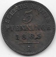 Allemagne - Prusse - 3 Pfenninge 1863 A - Cuivre - Autres & Non Classés