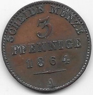 Allemagne - Prusse - 3 Pfenninge 1864 A - Cuivre - Other & Unclassified
