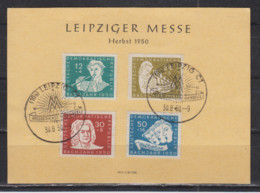 DDR Leipziger Messe Herbst 1950 Sonderkarte Mit MiNo. 256/59 Entwertet Mit Messe-SSt 30.8.50 (75.-) - Storia Postale