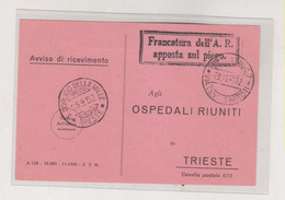 ITALY TRIESTE A 1952  AMG-FTT  Nice  Poscard - Marcofilie