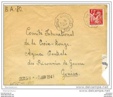 72 - 80  -  Lettre Charentes Maritimes Adressée à La Croix Rouge Genève Agence Centrale Prisonniers Guerre-1940-censure - Guerre Mondiale (Seconde)