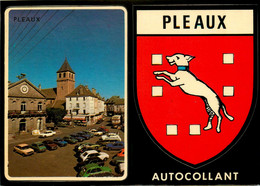 Pleaux * Souvenir Du Village , Place De L'Hôtel De Ville * Autocollant Blason - Andere & Zonder Classificatie