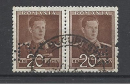 Romania, King Mihai, Lei 20. Pair, Perfin. - Sonstige & Ohne Zuordnung