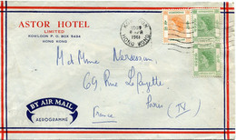 HONG KONG LETTRE PAR AVION A ENTETE DE " L'ASTOR HOTEL " DEPART KOWLOON 8 APR 1961 HONG KONG POUR LA FRANCE - Cartas & Documentos