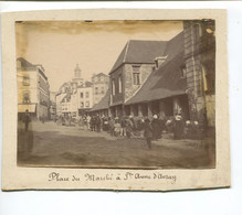 Auray Photo Ancienne Originale Grand Format Morbihan 56 Place Du Marché  Circa 1900 Animée - Orte