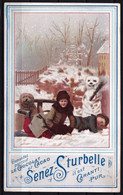 GRAND CHROMO CHOCOLADE CHOCOLAT SENEZ STURBELLE  Schaarbeek Bruxelles - Boys In Snow - Snowman - Dog - Bonhomme De Neige - Autres & Non Classés