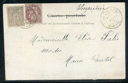 Type Blanc 2ct Et 3 Ct De St Chamant Sur Carte Postale ( Genève) Pour Maurs En 1909 - Réf F47 - 1877-1920: Semi-moderne Periode