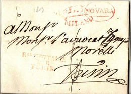 LETTRE  .REGGIO MILANO ;NOVARA. ROYAUME D'ITALIE PAR TURIN . 1809 - 1. ...-1850 Vorphilatelie