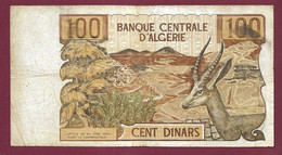 010222 - Billet BANQUE CENTRALE D'ALGERIE Cent 100 Dinars 1-11 1970 - Plis Trous - Algerien