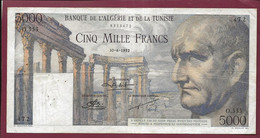 010222 - Billet BANQUE DE L'ALGERIE ET LA TUNISIE Cinq Mille 5000 Francs 30-6 1952 - Plis Trous Déchirure - Algérie
