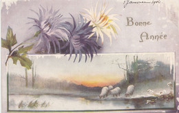 Illustrateurs - Tuck Raphaël - Bonne Année - Fleurs Chrysanthèmes - 1906 - Tuck, Raphael