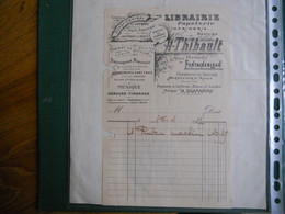 FACTURE 1927 FONTAINEBLEAU H THIBAULT 21 RUE GRANDE  FOURNITURE DE BUREAUX MAROQUINERIE DEPOT CENTRAL PETIT PARISIEN - 1900 – 1949