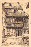 Illustrateur   Alsacien       Intérieur De Cour D'habitation Strasbourg    Genre Eau Forte        (voir Scan) - Hansi