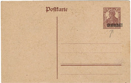 CTN77/1- SARRE OCC. FRANCAISE TYPE GERMANIA 15pf SURCHAGE DEPLACEE A DROITE - Postal Stationery