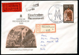 DDR U8 Umschlag EINSCHREIBEN EILSENDUNG Leipzig - Halle 1988  Kat. 17,00 € - Covers - Used