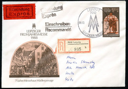 DDR U8 Umschlag EINSCHREIBEN EILSENDUNG Leipzig - Halle 1988  Kat. 17,00 € - Briefomslagen - Gebruikt