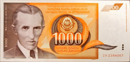 Yugoslavia 1000 Dinara 1990 ZA Replacement Unc Nicola Tesla - Yugoslavia