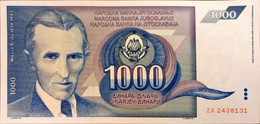 Yugoslavia 1000 Dinara 1991 ZA Replacement Unc Nicola Tesla - Yugoslavia
