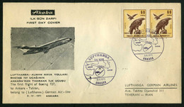 Türkiye 1971 Ankara Tehran Lufthansa Boeing 727 First Flight, April 3 | With Tehran Arrival Postmark | Air Mail, Birds - Corréo Aéreo